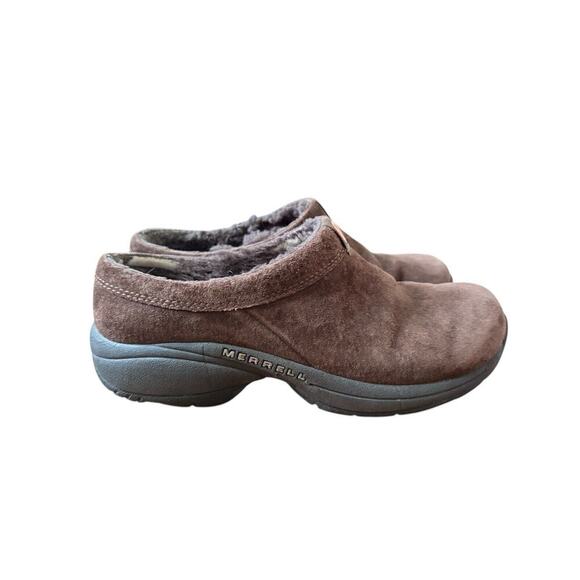 Merrell Sz 9 Primo Chill Mule Slides Cozy Suede Fleece Cabincore Support Comfort - Picture 8 of 11